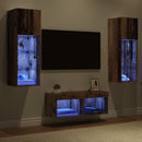 TV Væghylder Vægmonteret 4 pcs Artisan Egetræ Konstrueret træ