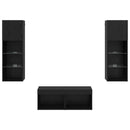 TV Væghylder med LED -strimmellys 4 pcs Sort eg Konstrueret træ