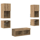 TV Vægmonteringer 8 pcs Artisan Egetræ Konstrueret træ