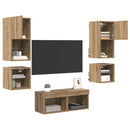 TV Vægmonteringer 8 pcs Artisan Egetræ Konstrueret træ