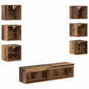 TV-skab med LED -strimmellys med skuffe 8 pcs Gammelt træ Glas