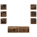 TV-skab med LED -strimmellys med skuffe 8 pcs Gammelt træ Glas