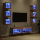 TV-skab med LED -strimmellys 8 pcs Artisan Egetræ Glas