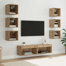 TV-skab med LED -strimmellys 8 pcs Artisan Egetræ Glas