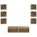 TV-skab med LED -strimmellys 8 pcs Artisan Egetræ Glas