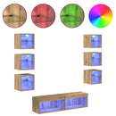TV-skab med LED -strimmellys 8 pcs Artisan Egetræ Glas