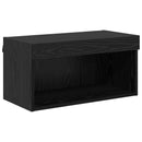 TV-skab med LED -strimmellys med skuffe 8 pcs Sort eg Glas