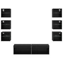 TV-skab med LED -strimmellys med skuffe 8 pcs Sort eg Glas