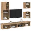 TV vægenheder med LED 5 pcs Artisan Egetræ Konstrueret træ