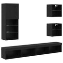 TV vægenheder med LED Vægmonteret 5 pcs Sort eg Konstrueret træ