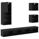 TV vægenheder med LED Vægmonteret 5 pcs Sort eg Konstrueret træ
