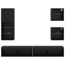 TV vægenheder med LED Vægmonteret 5 pcs Sort eg Konstrueret træ