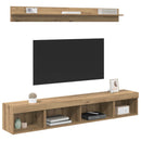 Tv vægskab sæt med LED 5 pcs Artisan Egetræ Konstrueret træ