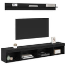 Tv vægskab sæt med LED 5 pcs Sort eg Konstrueret træ