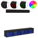 Tv vægskab sæt med LED 5 pcs Sort eg Konstrueret træ