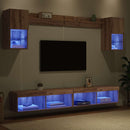 TV vægenheder med LED 6 pcs Artisan Egetræ Konstrueret træ