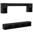 TV vægenheder med LED med LED 6 pcs Sort eg Konstrueret træ