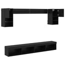 TV vægenheder med LED med LED 6 pcs Sort eg Konstrueret træ