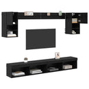 TV vægenheder med LED med LED 6 pcs Sort eg Konstrueret træ