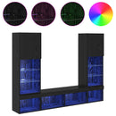 TV vægenheder med LED 5 pcs 40,5 x 30 x 102 cm Sort eg