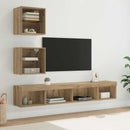 TV vægenheder med LED 5 pcs Artisan Egetræ Konstrueret træ