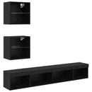 TV vægenheder med LED med LED 5 pcs Sort eg Konstrueret træ