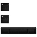 TV vægenheder med LED med LED 5 pcs Sort eg Konstrueret træ