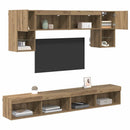 TV vægenheder med LED 6 pcs Artisan Egetræ Konstrueret træ