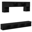 TV vægenheder med LED 6 pcs Sort eg Konstrueret træ