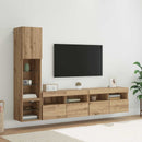 TV Væg Enhed med LED 4 pcs Artisan Egetræ Konstrueret træ
