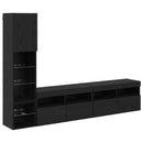 TV Væg Enhed med LED Vægmonteret 4 pcs Sort eg Konstrueret træ