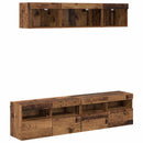 TV vægenheder med LED med LED 5 pcs Gammelt træ 80 x 30 x 40 cm