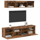 TV vægenheder med LED med LED 5 pcs Gammelt træ 80 x 30 x 40 cm