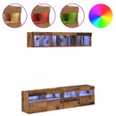 TV vægenheder med LED med LED 5 pcs Gammelt træ 80 x 30 x 40 cm