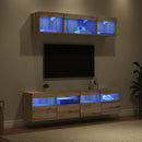 TV vægenheder med LED 5 pcs Artisan Egetræ 80 x 30 x 40 cm