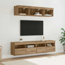 TV vægenheder med LED 5 pcs Artisan Egetræ 80 x 30 x 40 cm
