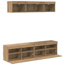 TV vægenheder med LED 5 pcs Artisan Egetræ 80 x 30 x 40 cm