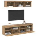 TV vægenheder med LED 5 pcs Artisan Egetræ 80 x 30 x 40 cm