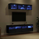 TV vægenheder med LED med LED 5 pcs Sort eg 80 x 30 x 40 cm
