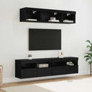 TV vægenheder med LED med LED 5 pcs Sort eg 80 x 30 x 40 cm