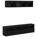 TV vægenheder med LED med LED 5 pcs Sort eg 80 x 30 x 40 cm
