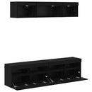 TV vægenheder med LED med LED 5 pcs Sort eg 80 x 30 x 40 cm