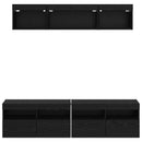 TV vægenheder med LED med LED 5 pcs Sort eg 80 x 30 x 40 cm