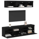 TV vægenheder med LED med LED 5 pcs Sort eg 80 x 30 x 40 cm