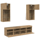 TV vægenheder med LED 5 pcs Artisan Egetræ 40,5 x 30 x 90 cm