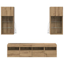 TV vægenheder med LED 5 pcs Artisan Egetræ 40,5 x 30 x 90 cm