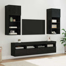 TV vægenheder med LED 5 pcs Sort eg 40,5 x 30 x 90 cm