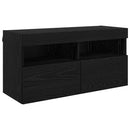 TV vægenheder med LED 5 pcs Sort eg 40,5 x 30 x 90 cm