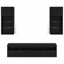 TV vægenheder med LED 5 pcs Sort eg 40,5 x 30 x 90 cm