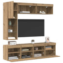 TV-skab med LED 7 pcs Artisan Egetræ Konstrueret træ